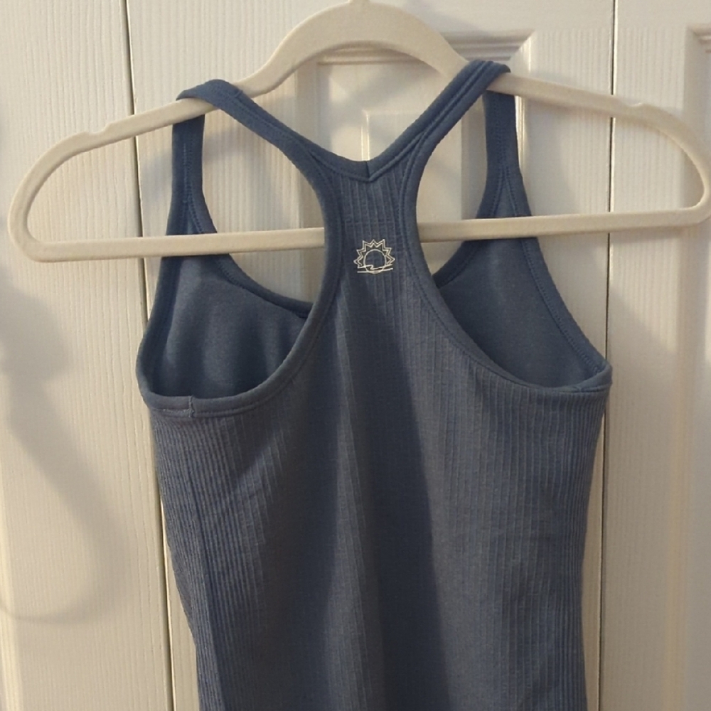 Blue Ribbed Tank Top